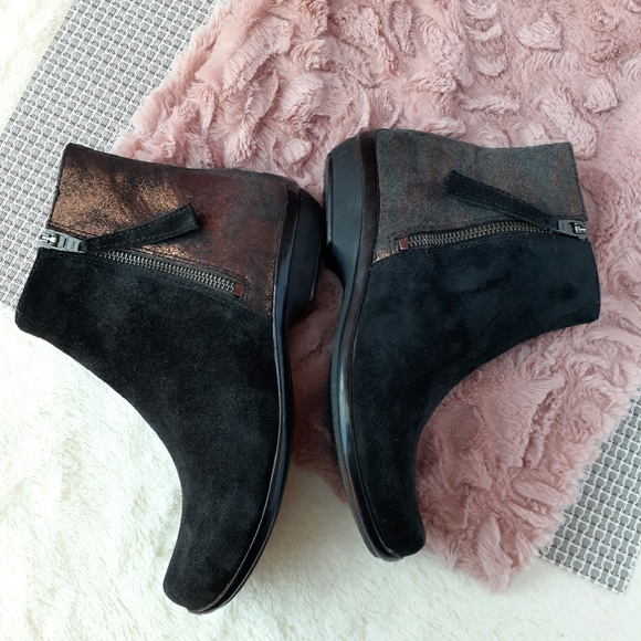 Dansko Metallic Boots Two Tone Leather Comfort Side Zip Ankle Booties 36 - Picture 4 of 13